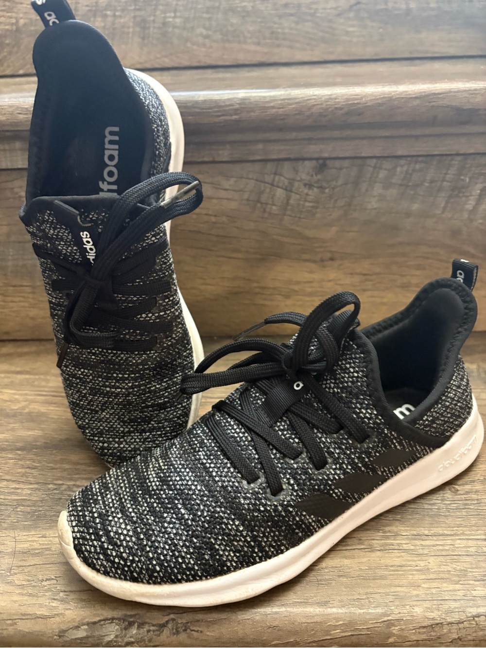 adidas Black & White Knit Slip-On Sneakers